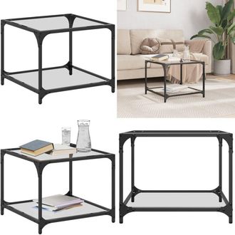 vidaXL Tavolini con Piano in Vetro Trasparente 2 pz 50x50x40cm Acciaio - Tavolo in vetro - Tavolo in acciaio