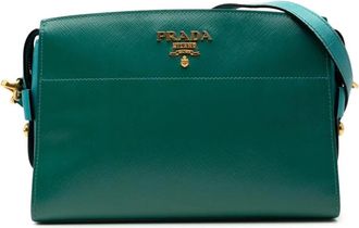 Prada Pre-owned Cross Body Bags, female, Green, Size: ONE SIZE Pre-owned Convertible Leather Shoulder Bag