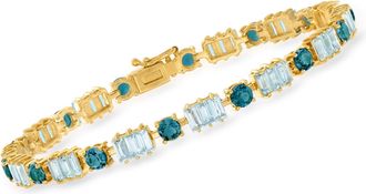 Ross-Simons London and Sky Blue Topaz Bracelet in 18kt Gold Over Sterling