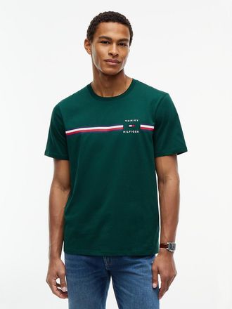 Tommy Hilfiger Mens Signature Stripe T-Shirt - Ornamental Green - XXL