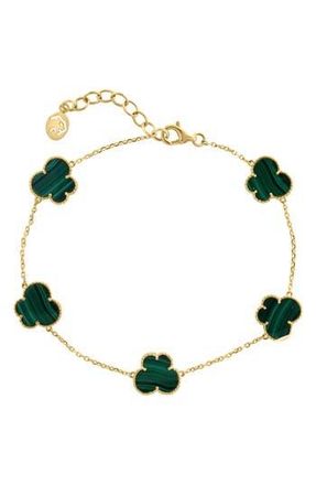 Effy Malachite Floral Bracelet in Yellow Gold/Green at Nordstrom Rack, Size 7