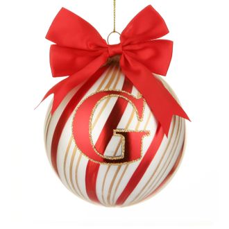 KASANOVA Pallina Natale con lettera G 10 cm Circus rosso