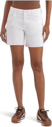 Kut from the Kloth Hailey High-Rise Shorts with Raw Hem Womens Shorts Optic White : 14, Cotton/Polyester/Spandex