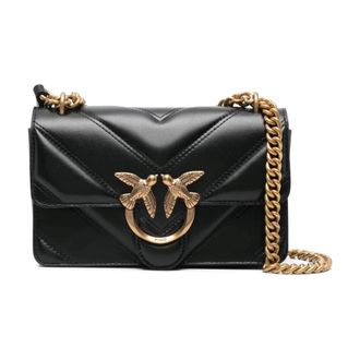 Pinko Love One Mini Crossbodytas - Dames - Schoudertassen - Zwart - ONE Size - Katoen - Tassen