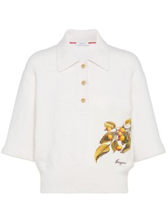 Ferragamo Poloshirt met patroon - Wit