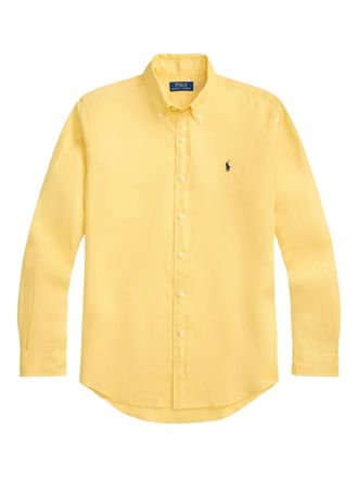 Polo Ralph Lauren Custom Fit linen shirt - men - Linen/Flax - M - Yellow