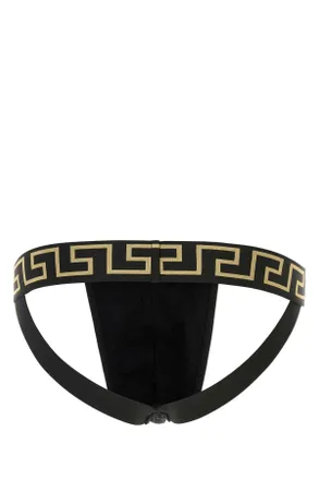 Versace Mens Black Stretch Cotton Brief Blackgoldgreekkey 1.outer Fabric:elastane Intimo