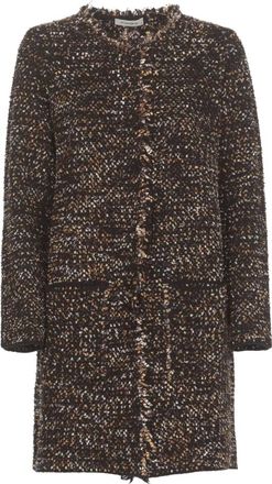 KANGRA Zwarte Kasjmier Wollen Jas met Lurex - Dames - Mantel - Zwart - L - Wol - Jassen