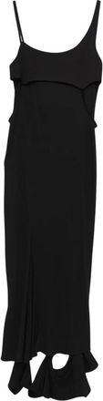 Silvian Heach Lange Jurk met Dunne Bandjes en Asymmetrisch Detail - Dames - Feestkleedjes - Zwart - L - Kleedjes