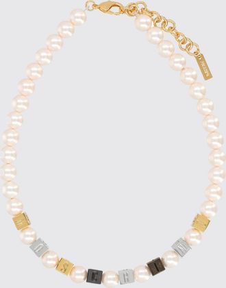 Moschino Collana girocollo in metallo con perle sintetiche e cristalli
