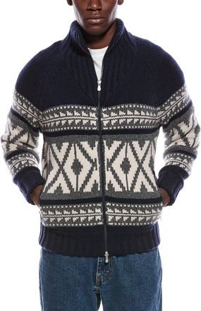 Brunello Cucinelli Cable Cashmere Funnel Neck Cardigan