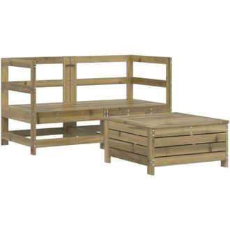 vidaXL 3 Piece Garden Sofa Set Impregnated Wood Pine Vidaxl