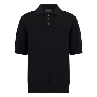 Slowear Polo Shirts, male, Black, Size: 2XL Cotton Knit Polo