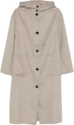 Liviana Conti Jas met capuchon en knopen - Beige