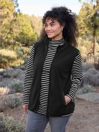 Sheego Fleeceweste SHEEGO, Damen, Gr. 40, schwarz, 100% Polyester, unifarben, Westen Fleeceweste