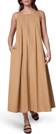 DKNY Tie Back Stretch Cotton Maxi Dress in Fawn at Nordstrom, Size X-Small