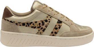 Gola Womens Superslam Blaze Ii Sneakers In Gold/leopard/dark Brown