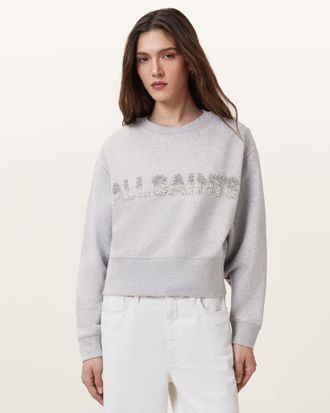 AllSaints Cotton Pearl Separo Sequin Sweatshirt, Size: XS