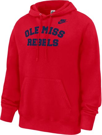 Nike Ole Miss Rebels Club Nike Mens Football Fleece Pullover Hoodie in Red | M31233P394MISI-RED
