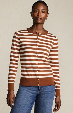 Lands End Fine Gauge Cotton Cardigan Sweater in Rich Ginger/fresh Ivory at Nordstrom, Size X-Small P