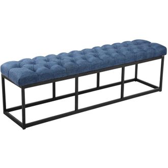Clp Taburete Pie De Cama Amun Tela & Negro Azul 150 Cm