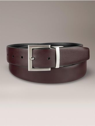 Calvin Klein Mens Reversible Wide Harness Buckle Belt - Red - XL