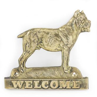 OEM Cane Corso Italiano - Un Cartel Para Puerta Con Un Perro, Una Placa De Bienvenida De Lat&oacute;n, Un Cartel &Uacute;nico Con La Inscripci&oacute;n Welcome De Art-dog