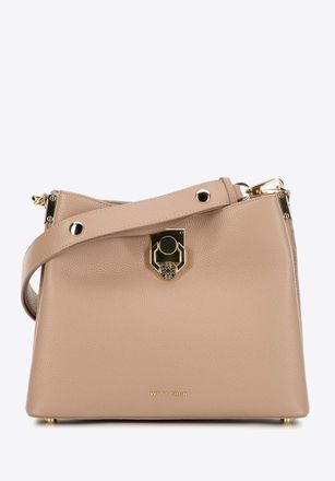 Wittchen Dames leren schoudertas met gesp, beige, natuurleer