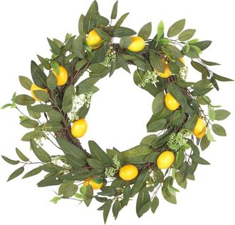 Beliani Beliani - Corona De Flores Artificiales Para Puerta &Oslash; 50 Cm Hecho A Mano Verde Lenrun