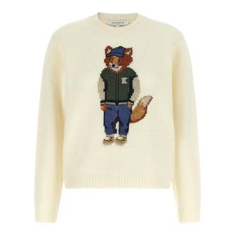Maison Kitsun&eacute; Jersey de cuello redondo - Knitwear - Mujer - Blanco - XS