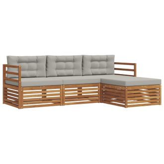 vidaXL Conjunto De Sof&aacute;s De Exterior Con Coj&iacute;n Gris Natural Y Claro Vidaxl