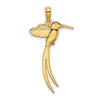Diamond2Deal 14k Yellow Gold Polished Bird Long Tail Charm