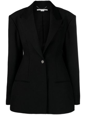 Stella McCartney fitted-waist single-breasted blazer - women - Wool/Viscose/Cotton - 38 - Black