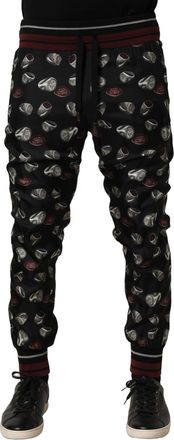 Dolce & Gabbana Mens Pants Black Ring Print Silk Jogging Trousers