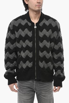 Palm Angels Pullover Zip-up ZIGZAG in Misto Lana Palm Angels