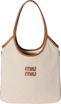 Miu Miu Canvas and Leather Ivy Bag Beige Brandy 5BG231-ACRN-F062F