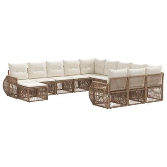 vidaXL Conjunto De Sof&aacute;s De Jard&iacute;n 12 Pcs Beige Rat&aacute;n Sint&eacute;tico Vidaxl