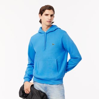 Lacoste Mens Fleece Hoodie Blue Cotton - Size X-Large