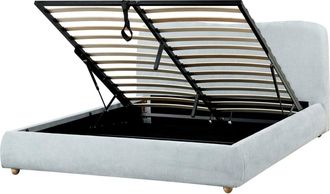 Beliani Cama matrimonial de tejido azul 160x200