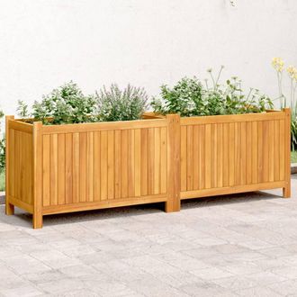 Berkfield Home Garden Planter with Liner 153x38.5x50 cm Solid Wood Acacia in Brown
