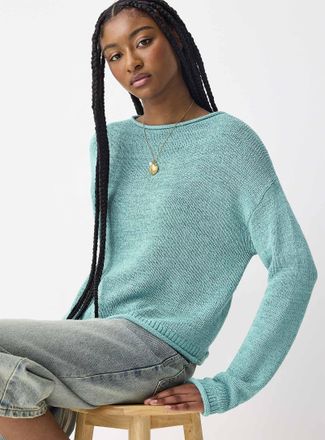 Twik Womens Rolled edging boat-neck sweater