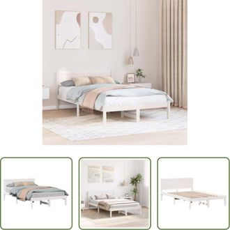 vidaXL vidaXL Letto matrimoniale - Struttura del letto Bianco 140 x 190 cm Legno massello di pino