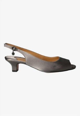 J. Rene&eacute; Womens Jenvey Sling Back Sandals In Dk Gray/taupe Satin