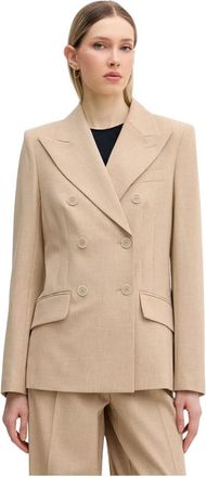 Marc Aurel Dubbelrijige Blazer - Dames - Blazers - Beige - 2XL - Leer - Jassen