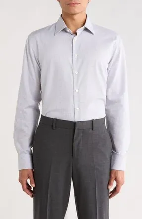 Nordstrom Trim Fit Jocko Check Premium Non Iron Cotton Dress Shirt in Grey Jocko Pat at Nordstrom Rack, Size 17 - 32/33