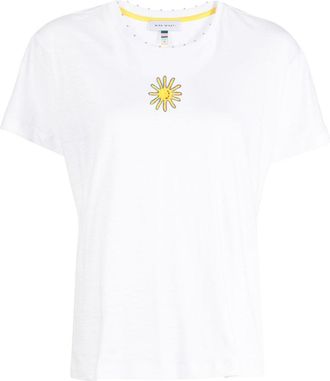 Mira Mikati sun-embroidered cotton T-shirt - women - Cotton - 40 - White