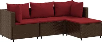 vidaXL Vidaxl - Set Mobili Da Giardino 4 Pz Con Cuscini In Polyrattan Marrone