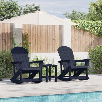 Berkfield Home Garden Lounge Set 3 pcs Navy blue Standard 38 x 38 x 46 cm HDPE