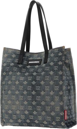 Dsquared2 Mens Embroidered D2 Logo Denim Tote Gray