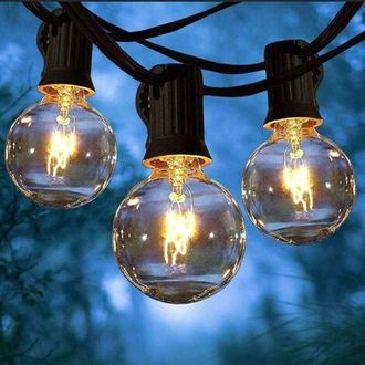 OEM Guirnalda De Luces Para Exteriores, 7,62 M, Para Interiores Y Exteriores, Con 25 Bombillas G40 + 2 De Repuesto, Ip65, Conectable, Ideal Para Bodas, Ja
